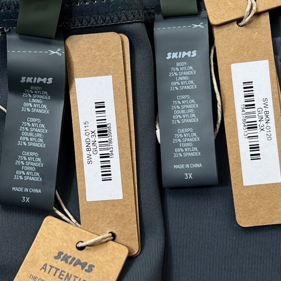 SKIMS Shaping Swim Set Bandeau Top +‎ Dipped Bikini Bottom Gunmetal 3X - Picture 10 of 13